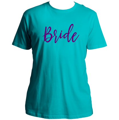 Aqua Blue Bride Unisex T-Shirt by Garrari for bridal trip and pre-wedding celebration