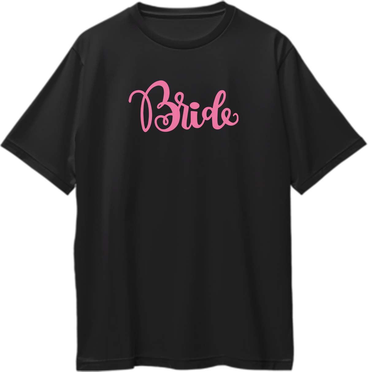 Black Bride Oversized T-Shirt by Garrari with bridal script print for pre-wedding celebration