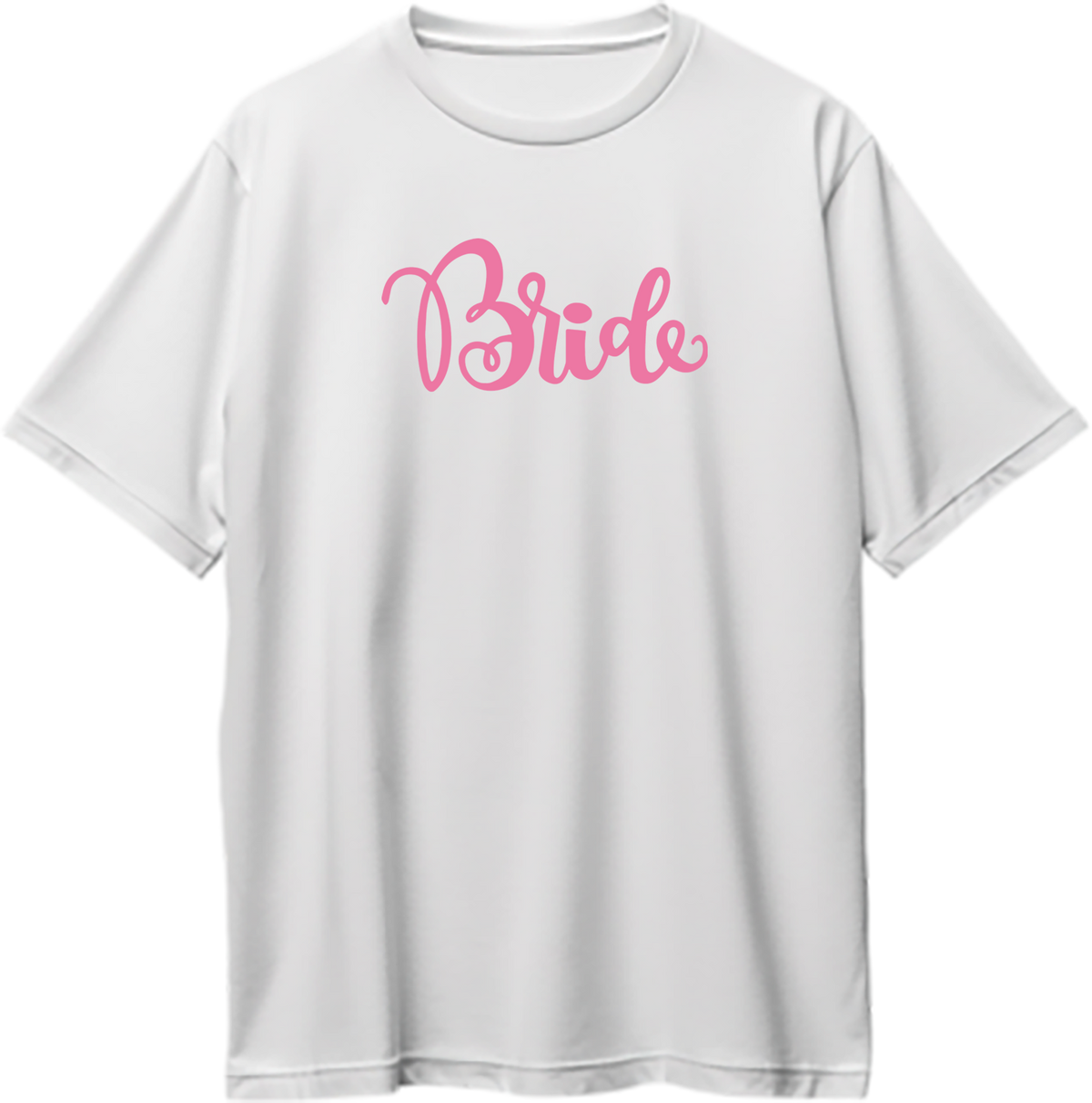 White Bride Oversized T-Shirt by Garrari with pink handwritten Bride print for bachelorette party