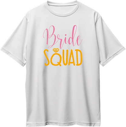 White Bride Squad Oversized T-Shirt by Garrari for bridesmaids, bridal trip and bachelorette party