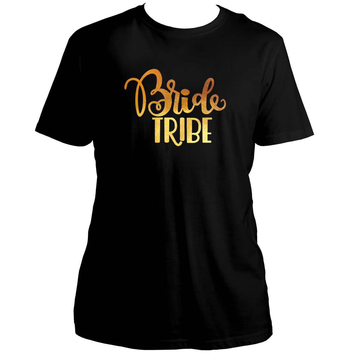 Black Bride Tribe Golden Reflective Unisex T-Shirt by Garrari for bachelorette party and bridal trip