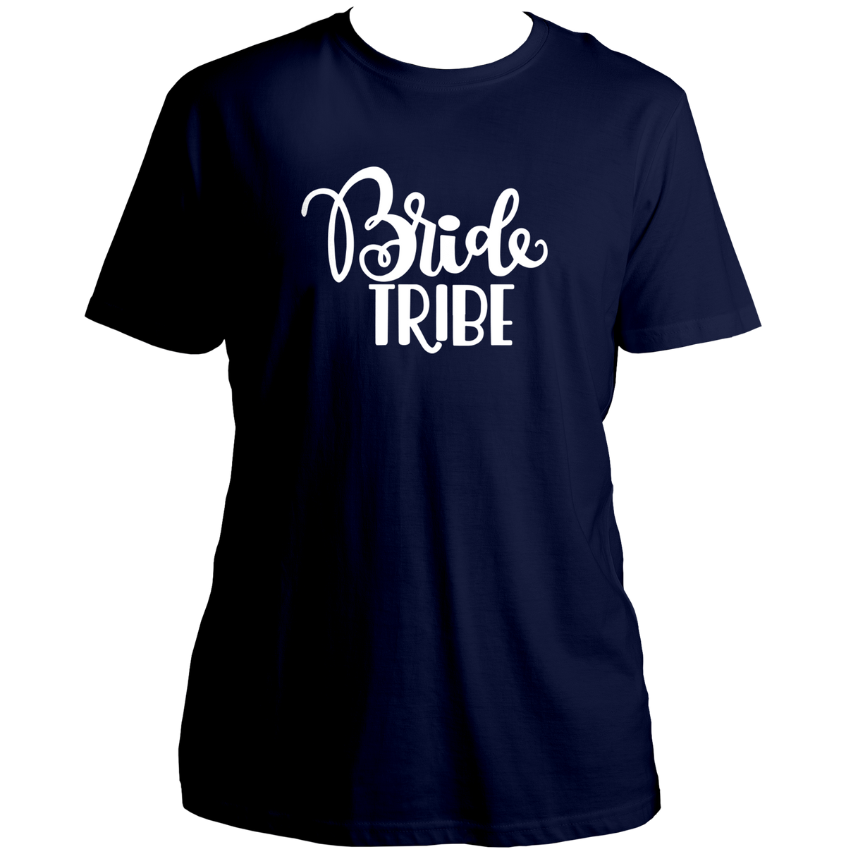 Navy Blue Bride Tribe Unisex T-Shirt by Garrari for bridesmaid group photos and bridal weekend