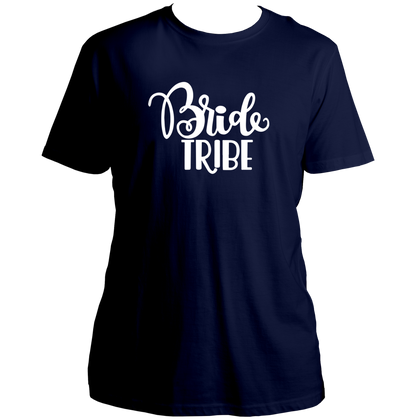Navy Blue Bride Tribe Unisex T-Shirt by Garrari for bridesmaid group photos and bridal weekend