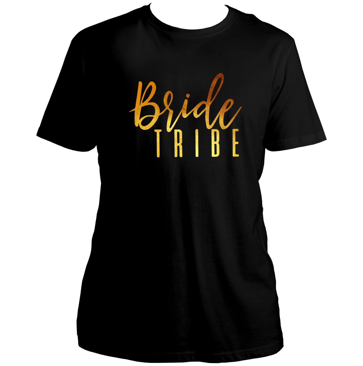 Black Bride Tribe Golden Reflective Unisex T-Shirt by Garrari for bridesmaids and pre-wedding celebration