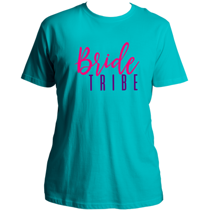 Aqua Blue Bride Tribe Unisex T-Shirt by Garrari for bridal trip and pre-wedding celebration