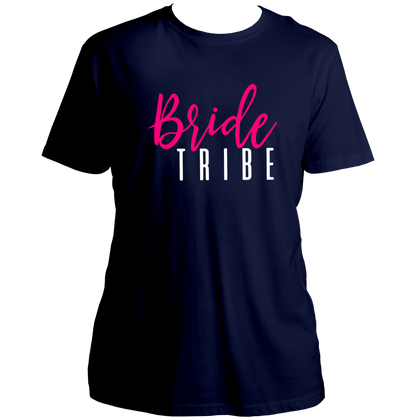 Navy Blue Bride Tribe Unisex T-Shirt by Garrari for bridesmaid group and girls’ trip