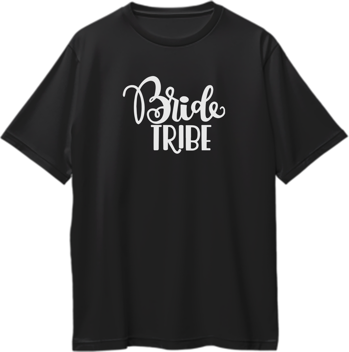 Black Bride Tribe Oversized T-Shirt by Garrari with white bridal crew print for bachelorette party