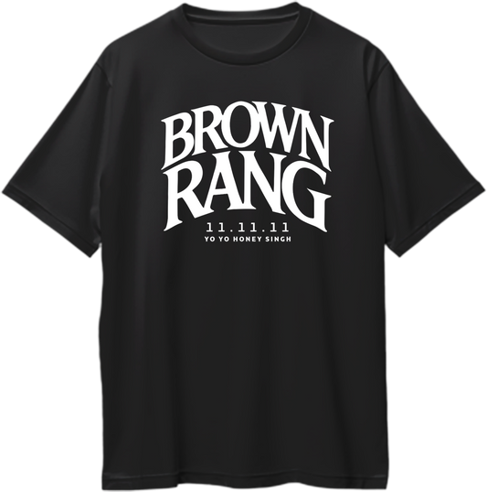 Brown Rang Oversized Unisex T-Shirt – Premium Yo Yo Honey Singh fan merch with a relaxed streetwear fit. Hip-hop inspired fashion, now available at Garrari.com!