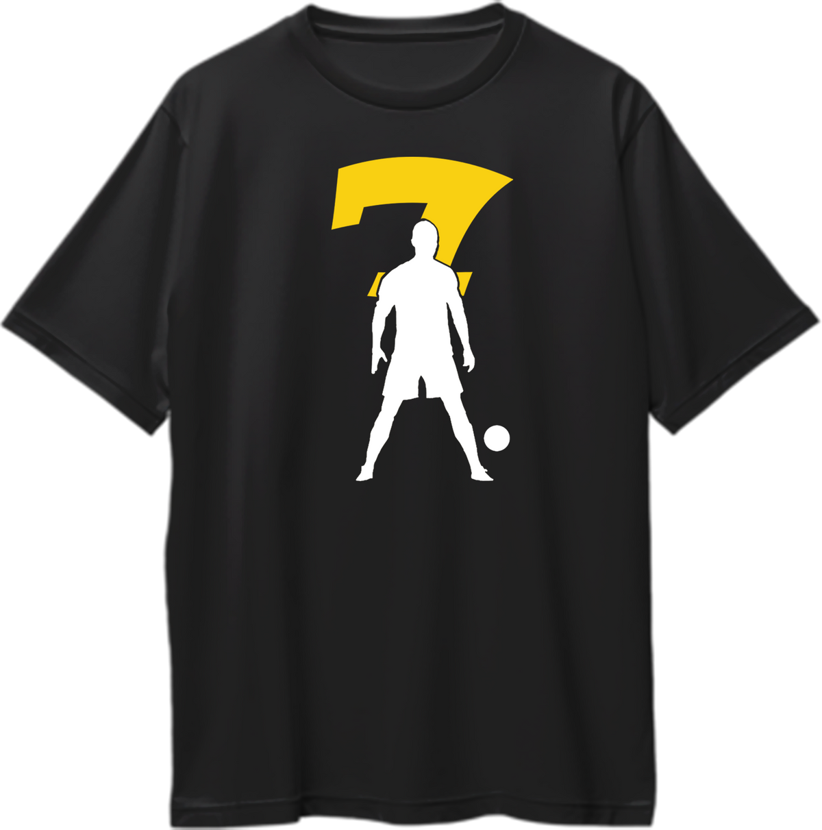 Black Number 7 Football Oversized T-Shirt by Garrari with yellow number 7 and white football player graphic
