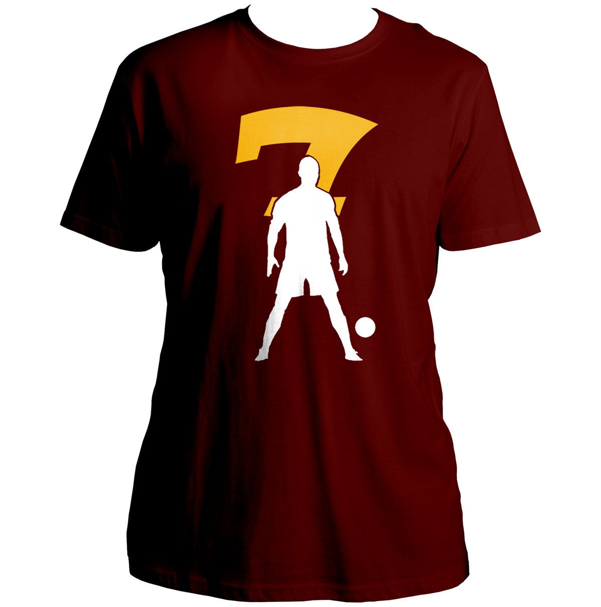 Maroon Number 7 Football Unisex T-Shirt by Garrari with number 7 football player design