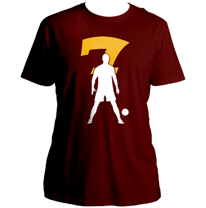 Maroon Number 7 Football Unisex T-Shirt by Garrari with number 7 football player design