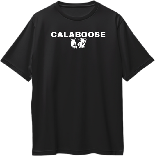 "Front view of Calaboose Sidhu Moose Wala oversized unisex t-shirt with bold text design."