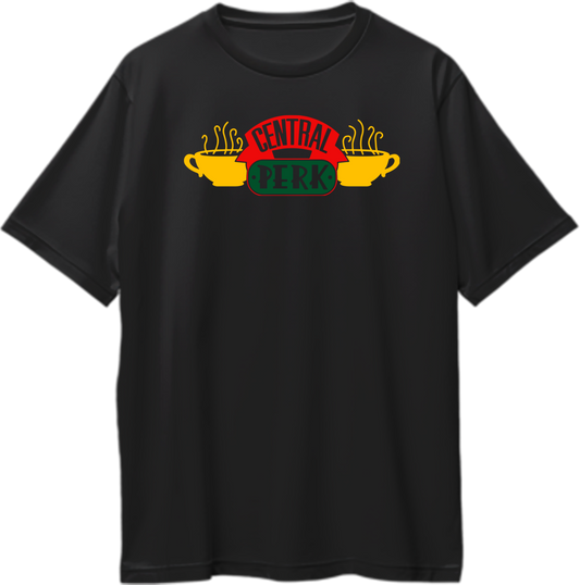 Oversized unisex t-shirt featuring Central Perk logo from Friends TV show.