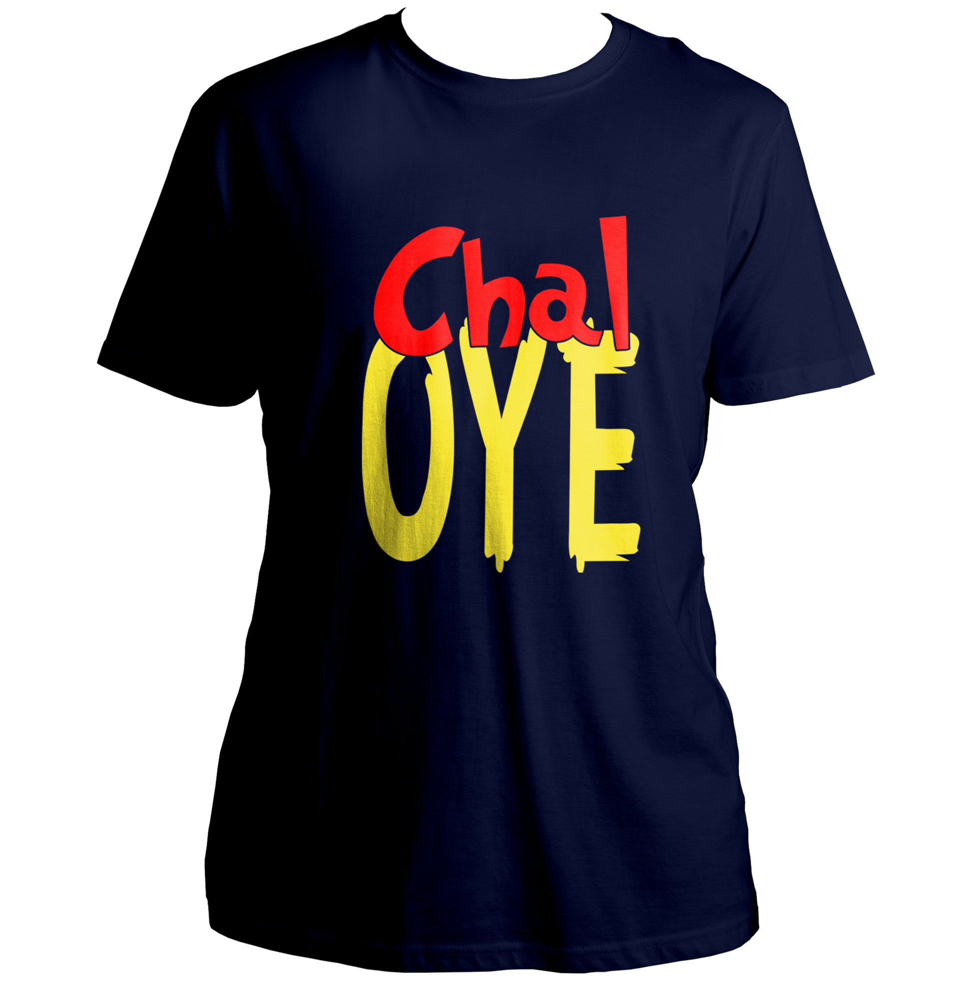 Black Chal Oye Unisex T-Shirt with bold Chal Oye statement print by Garrari