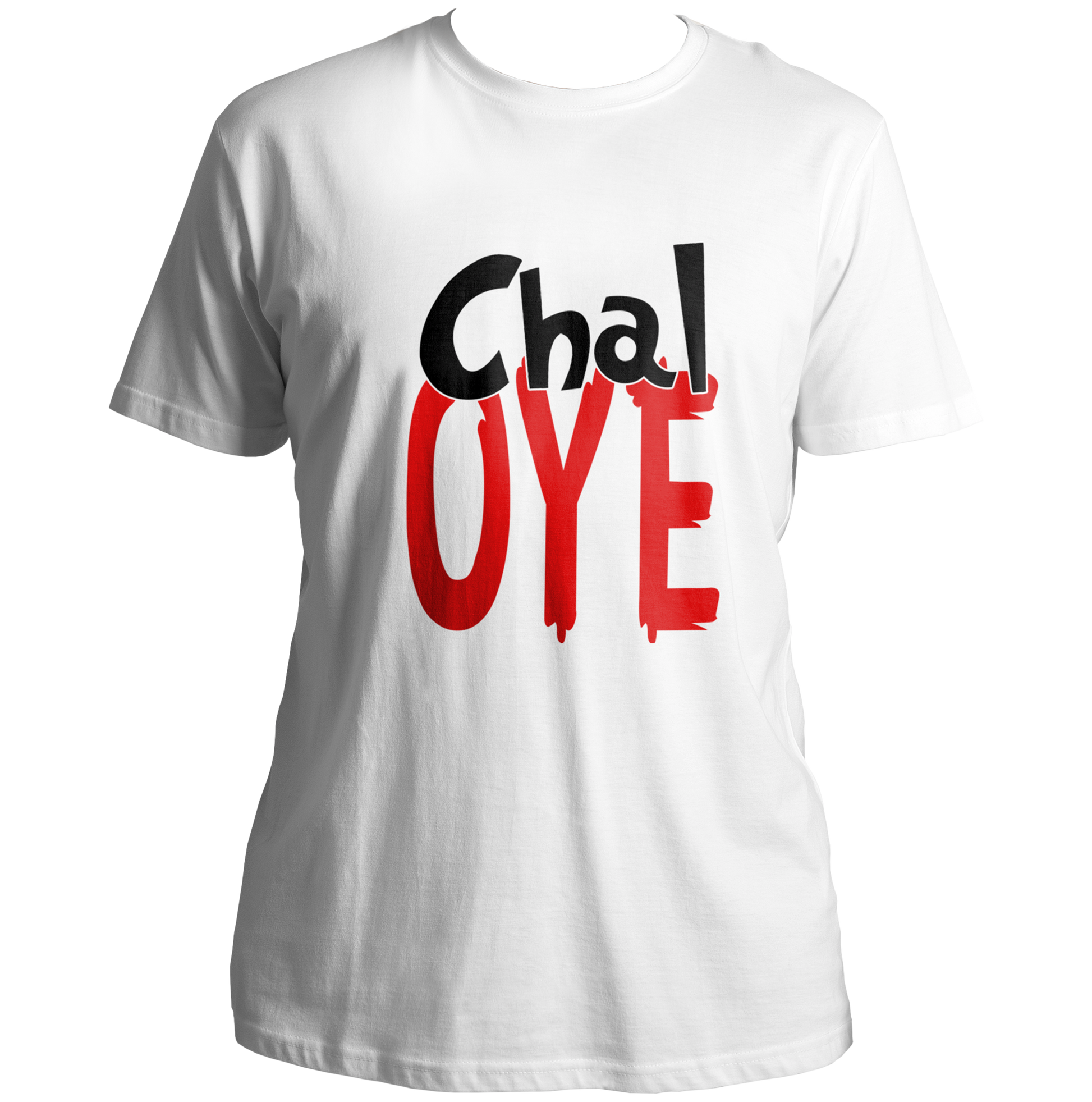 White Chal Oye Unisex T-Shirt with quirky Punjabi phrase artwork by Garrari