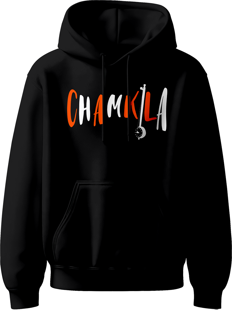 Chamkila Diljit Dosanjh Unisex Hoodie featuring “Chamkila” design inspired by Diljit Dosanjh’s movie and Amar Singh Chamkila’s legacy with “Mai Hoon Punjab” text.