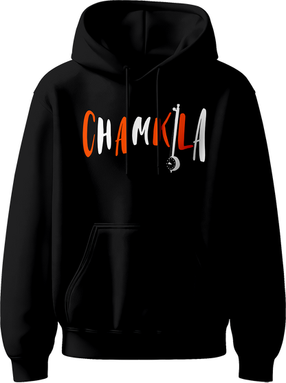 Chamkila Diljit Dosanjh Unisex Hoodie featuring “Chamkila” design inspired by Diljit Dosanjh’s movie and Amar Singh Chamkila’s legacy with “Mai Hoon Punjab” text.
