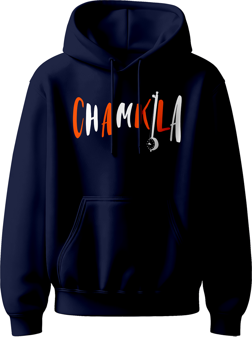 Chamkila Diljit Dosanjh Unisex Hoodie featuring “Chamkila” design inspired by Diljit Dosanjh’s movie and Amar Singh Chamkila’s legacy with “Mai Hoon Punjab” text.