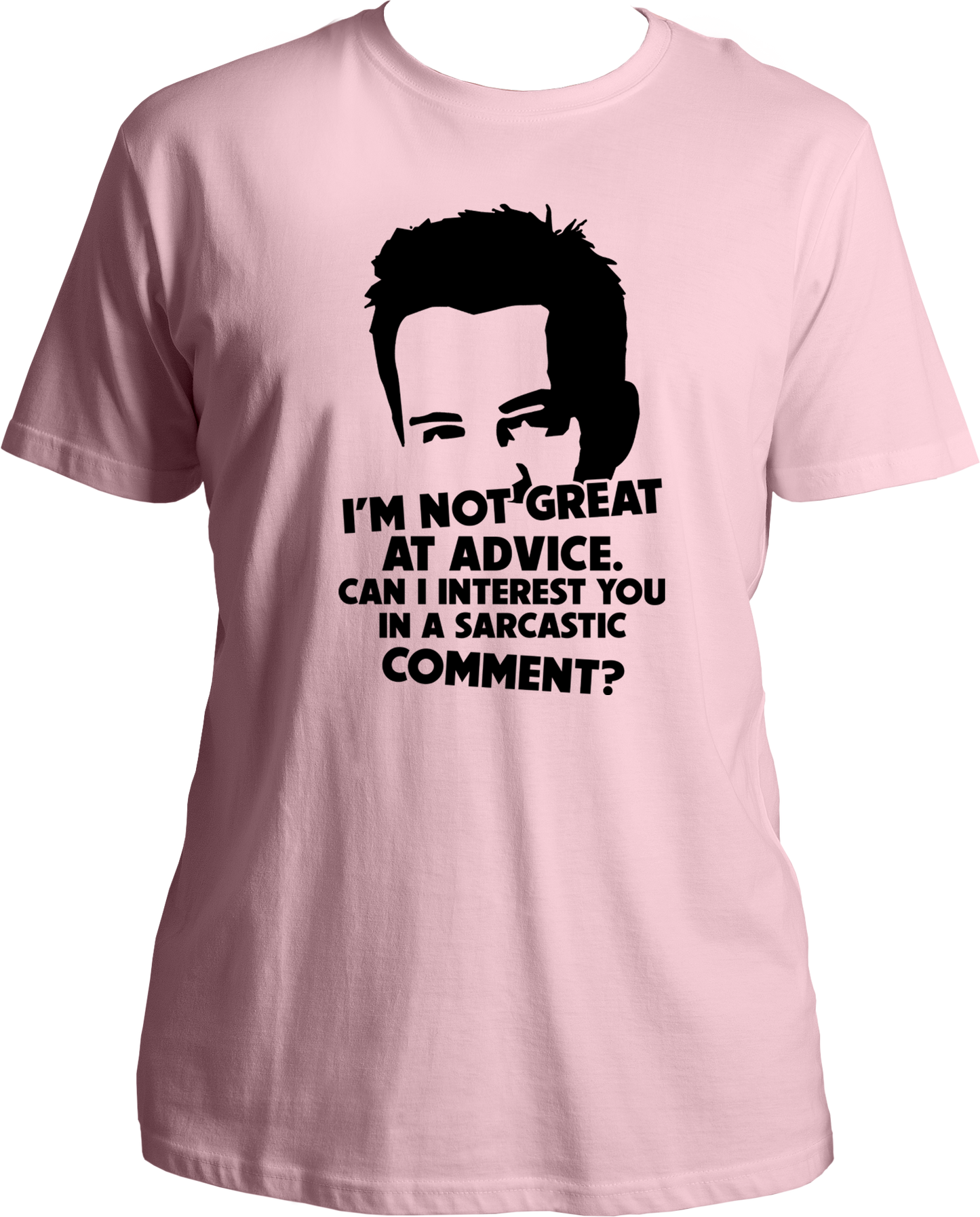 Step into the world of iconic TV humor with our F.R.I.E.N.D.S collection, featuring the witty Chandler Bing on our Round Neck T-shirt! Immerse yourself in Chandler's sarcastic charm with the legendary quote, "I AM NOT GREAT ADVICE. CAN I INTEREST YOU IN A SARCASTIC COMMENT?" – a perfect fusion of humor and style.