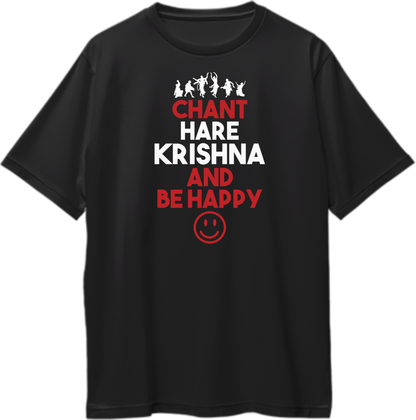 Black Chant Hare Krishna oversized T-shirt with Hare Krishna devotional print by Garrari