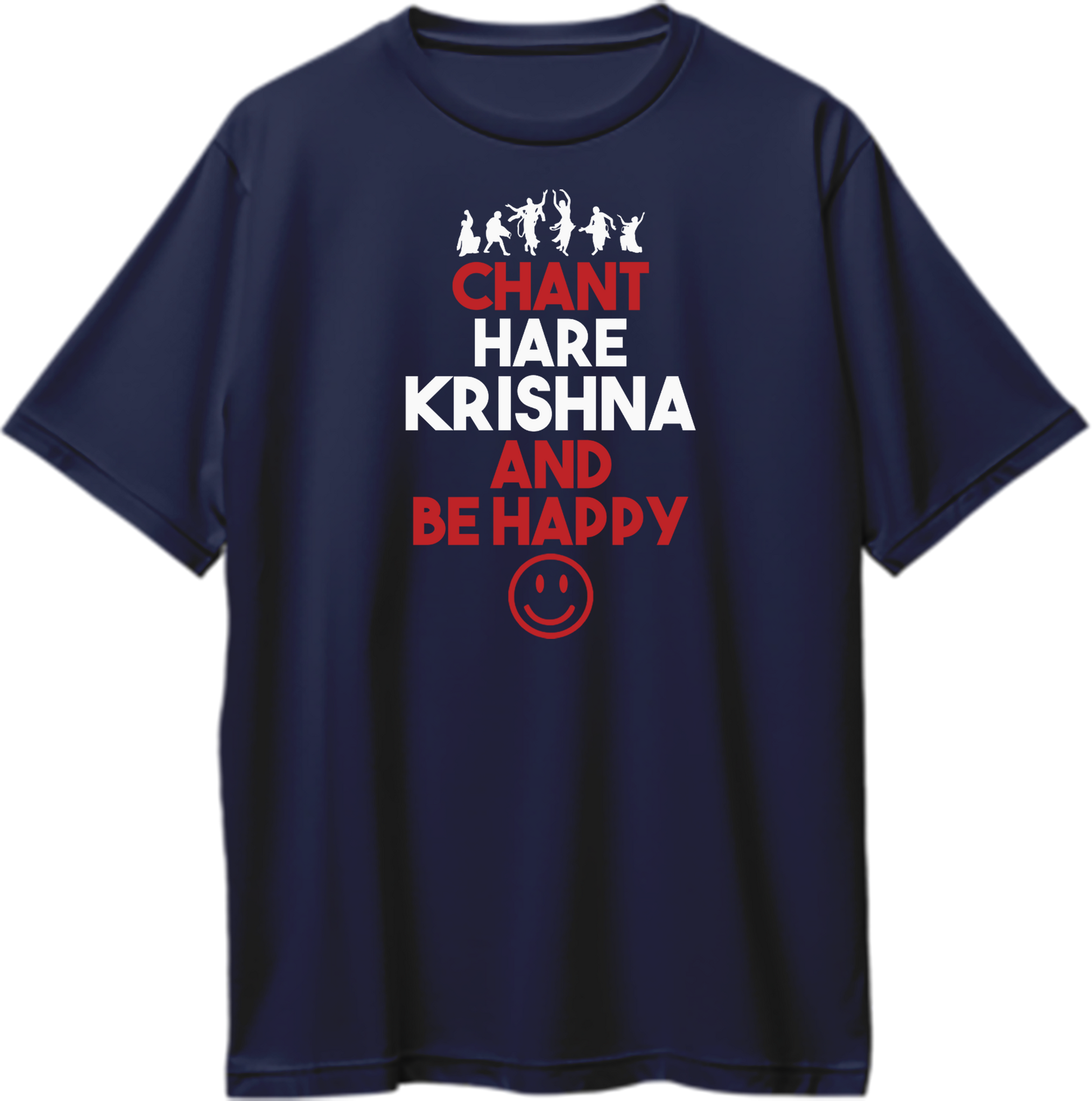 Navy Blue Chant Hare Krishna oversized T-shirt with Krishna leela-inspired typography by Garrari