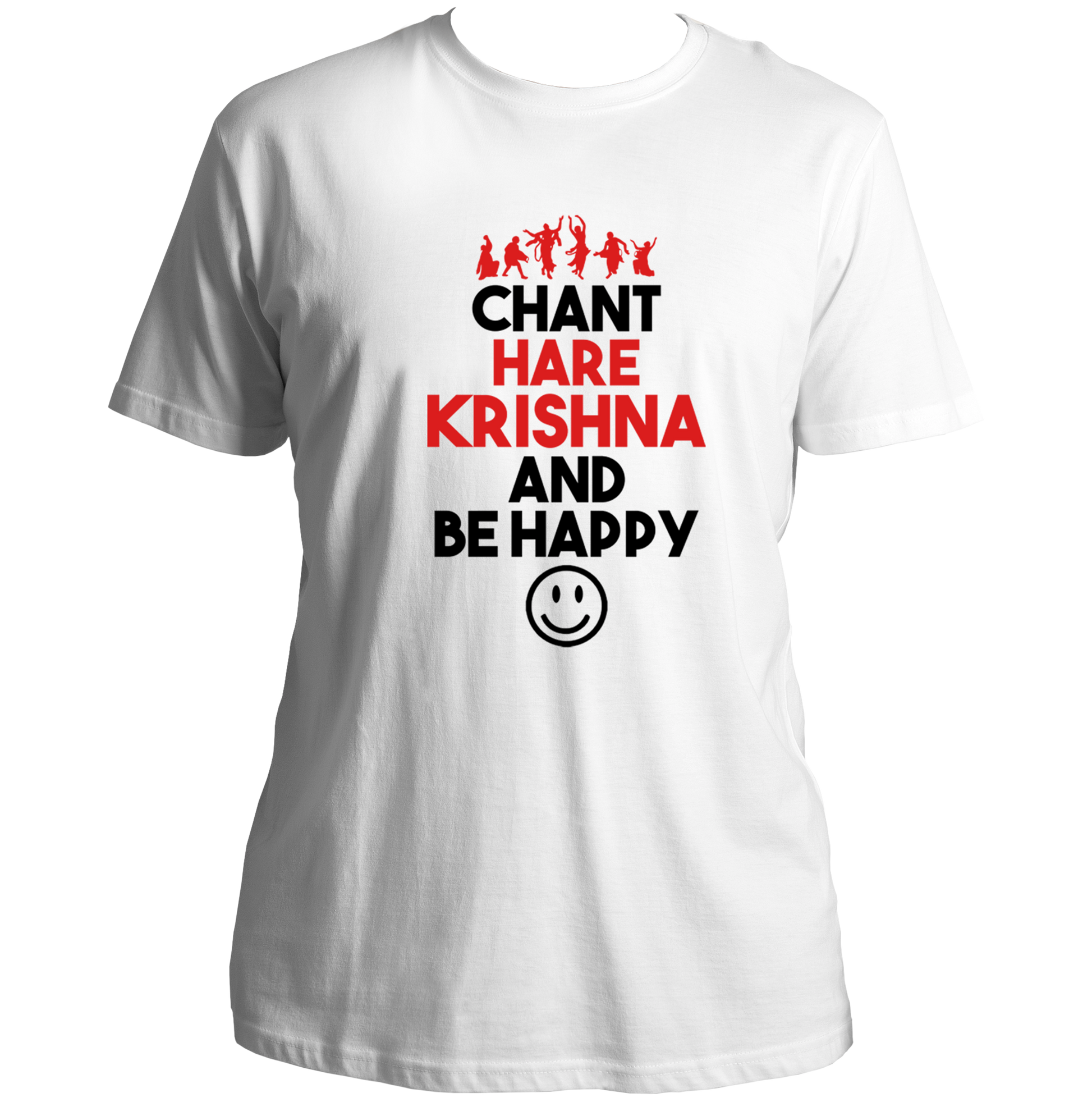 White Chant Hare Krishna T-shirt with Krishna leela-inspired print by Garrari