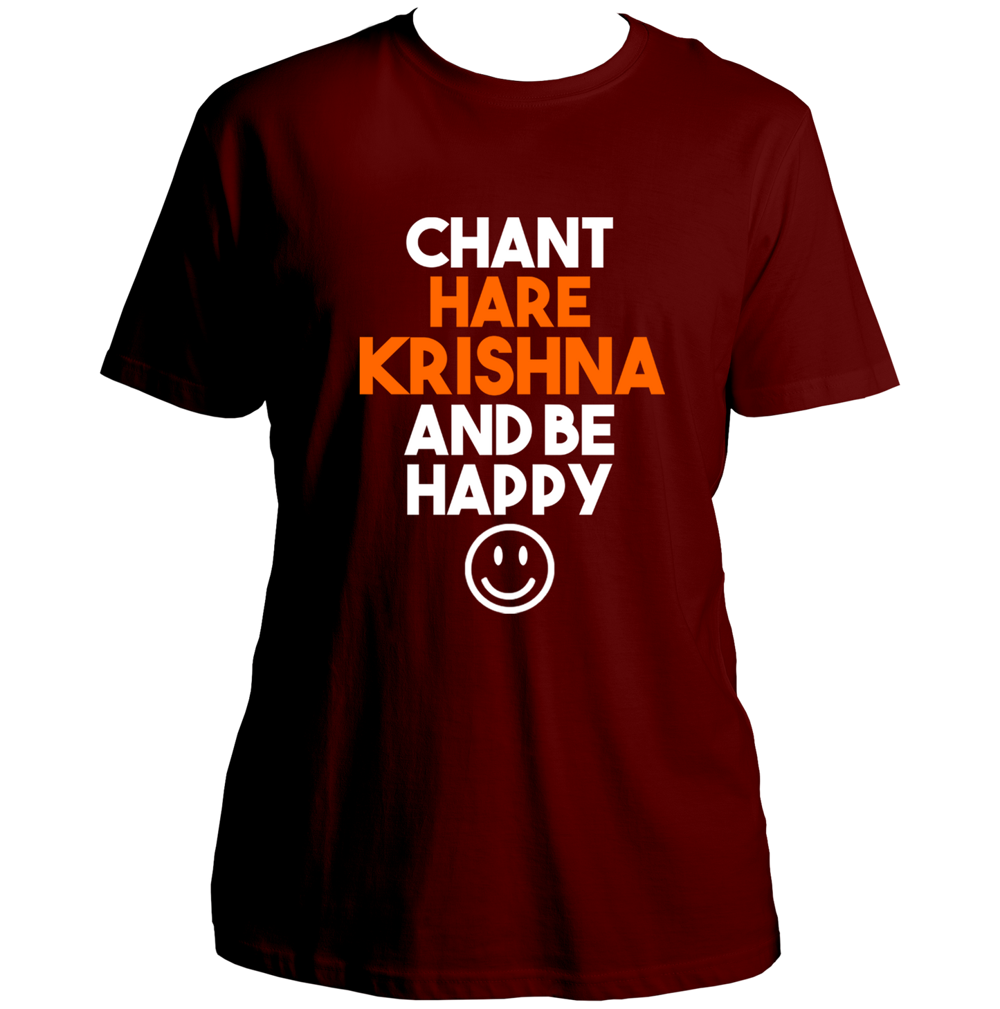 Maroon Chant Hare Krishna T-shirt with Hare Krishna devotional quote by Garrari