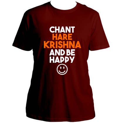 Maroon Chant Hare Krishna T-shirt with Hare Krishna devotional quote by Garrari