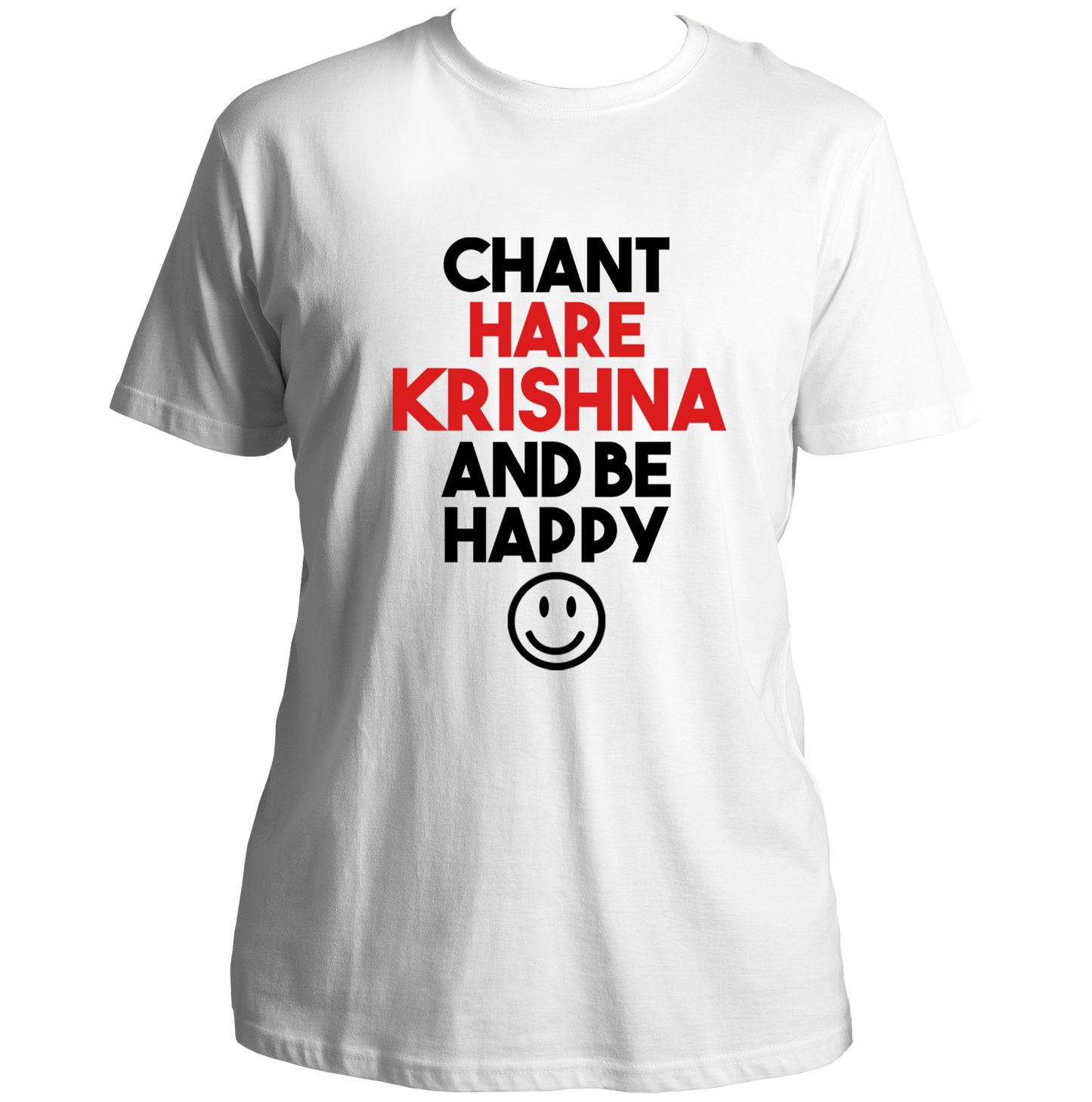 White Chant Hare Krishna T-shirt with Hare Krishna devotional text print by Garrari