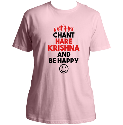 Baby Pink Chant Hare Krishna T-shirt with Krishna bhakti print by Garrari