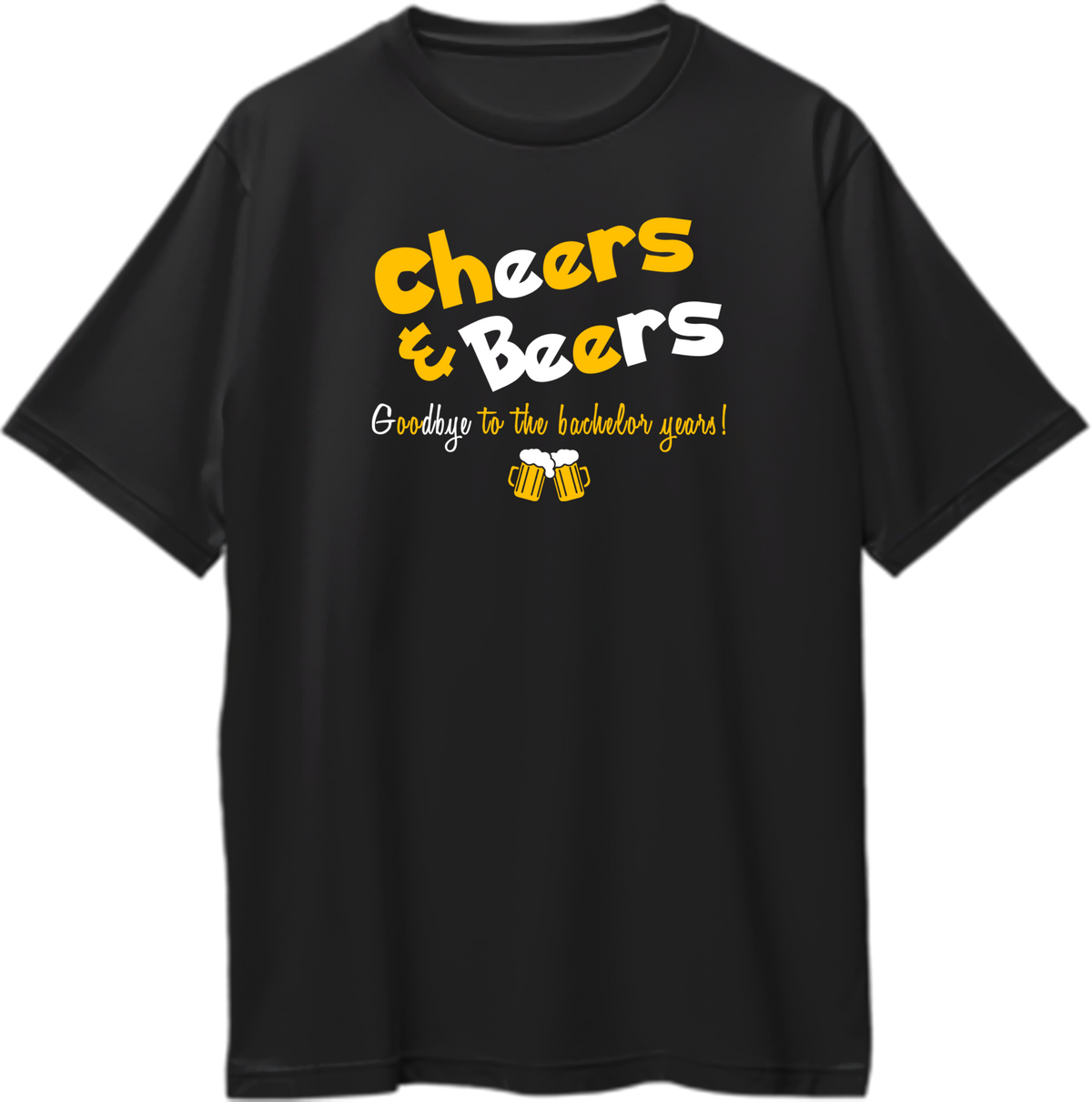 Black Cheers And Beers Bachelor Party Oversized T-Shirt by Garrari with Goodbye To The Bachelor Years graphic