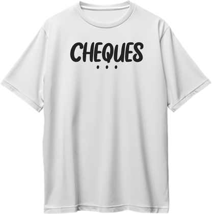 White Cheques Oversized T-Shirt with bold white typography and Punjabi music-inspired print by Garrari