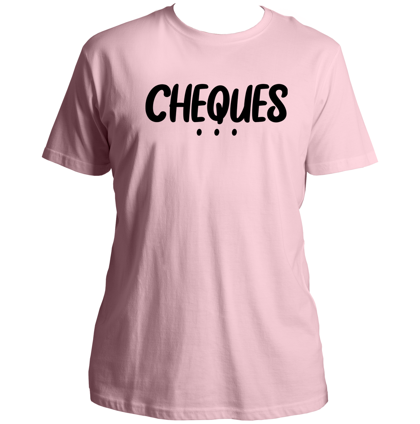 Baby Pink Cheques Unisex T-Shirt with bold black typography by Garrari
