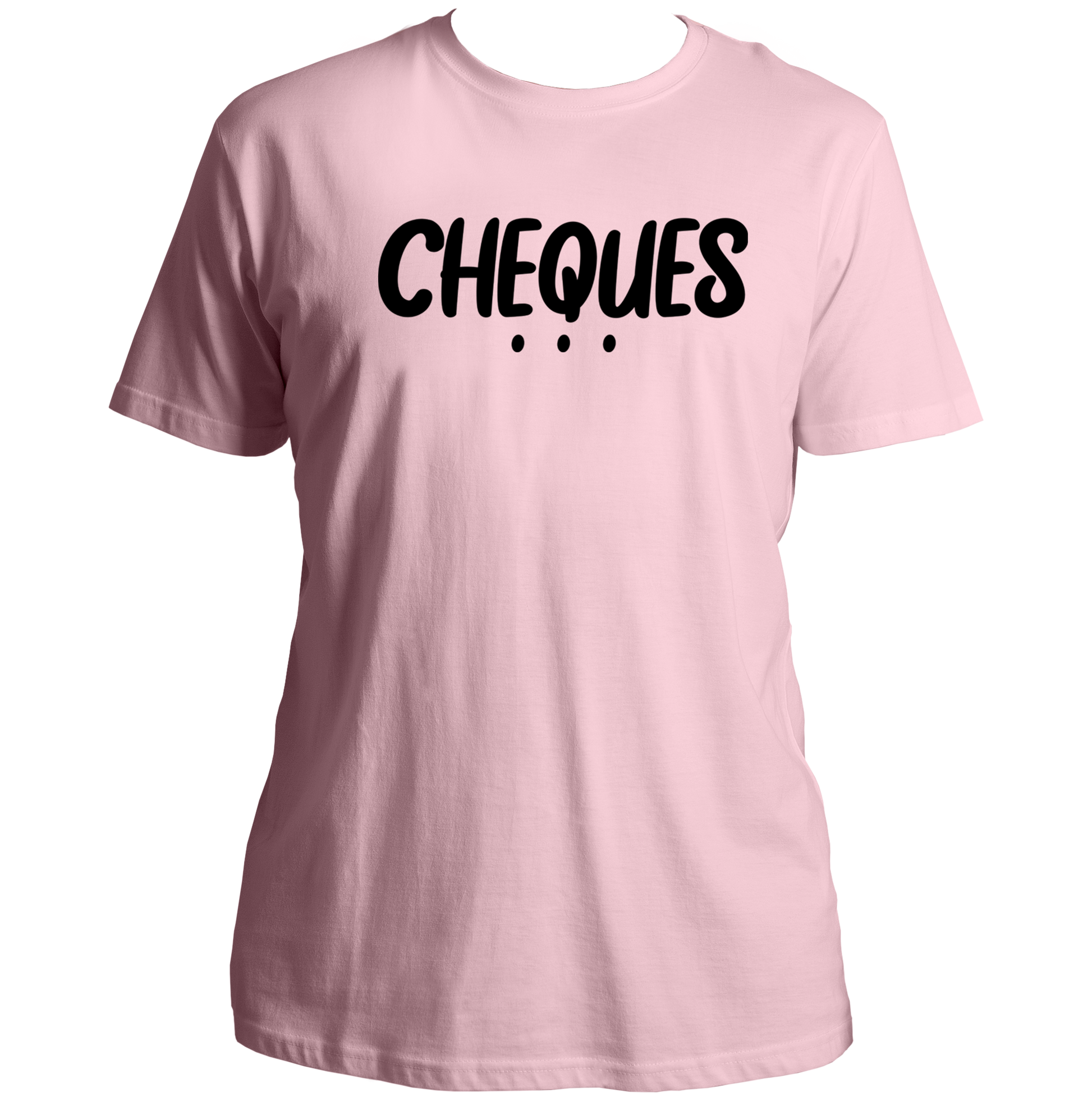 Baby Pink Cheques Unisex T-Shirt with bold black typography by Garrari