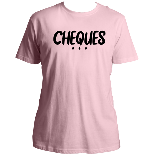 Baby Pink Cheques Unisex T-Shirt with bold black typography by Garrari