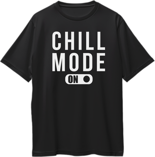 Black Chill Mode On Oversized T-Shirt by Garrari with minimal Chill Mode On toggle graphic