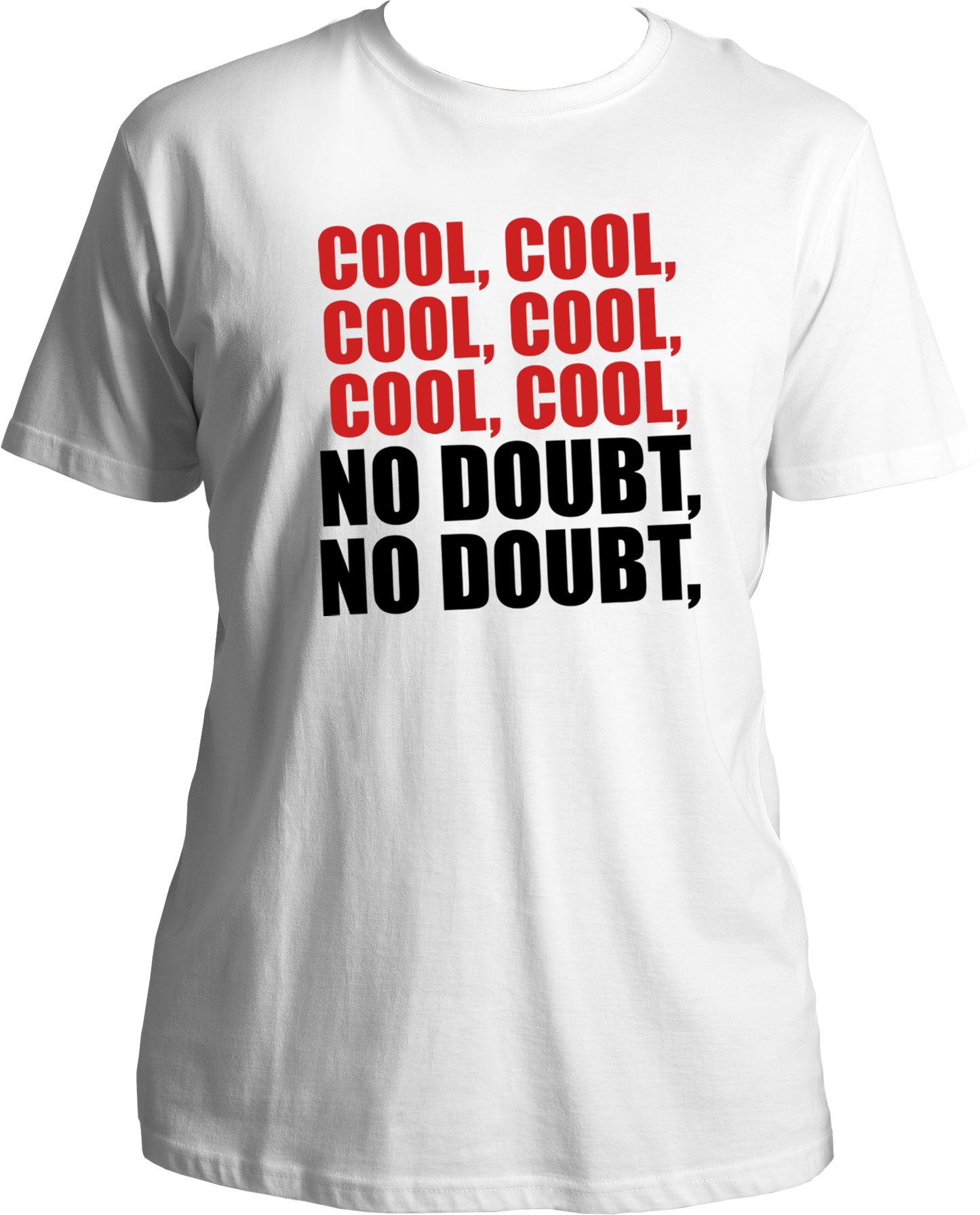 Step into the hilarious world of Brooklyn Nine-Nine with our unisex cotton T-shirt featuring the iconic "Cool, Cool, Cool, Cool, Cool, Cool, No Doubt, No Doubt" incident! This tee is not just a garment; it's a piece of comedy gold that only true fans will appreciate.