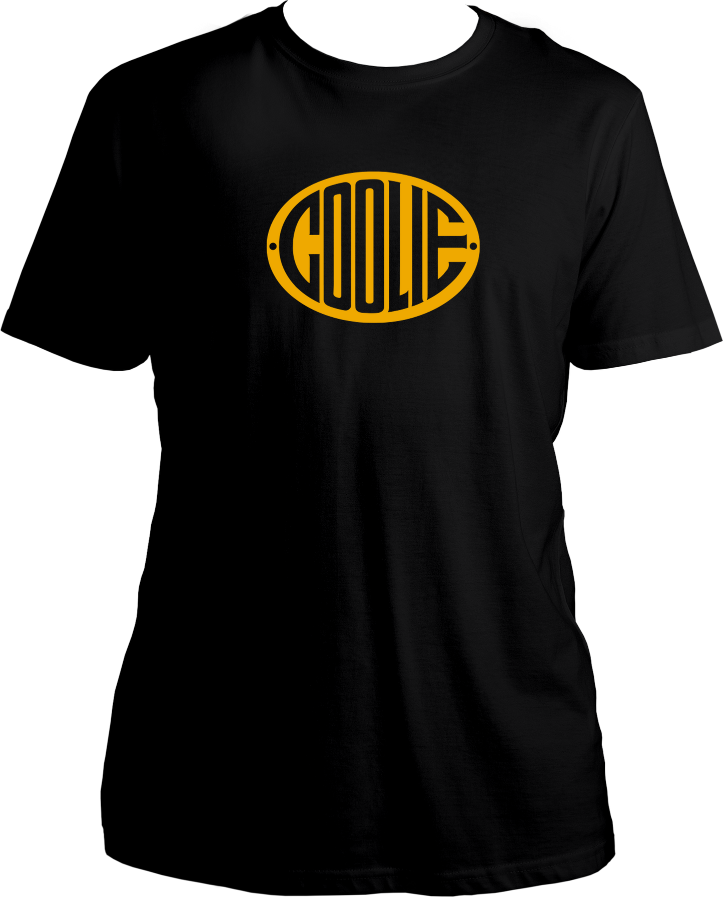 Coolie 2025 unisex T-shirt with yellow logo, premium cotton fan merch in multiple colors