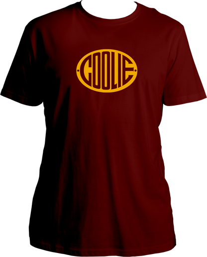Coolie 2025 unisex T-shirt with yellow logo, premium cotton fan merch in multiple colors