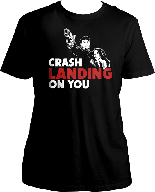 A stylish unisex t-shirt featuring a design inspired by the popular K-Drama "Crash Landing On You," perfect for fans of the series.