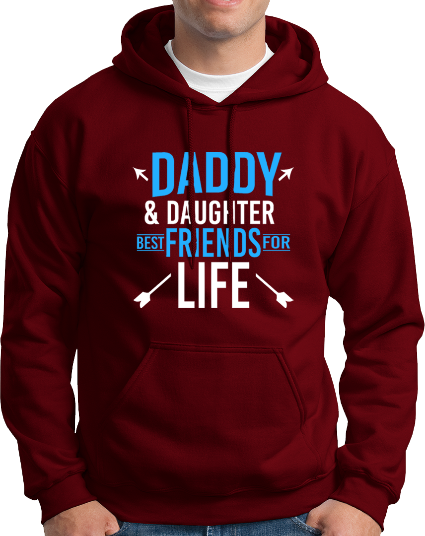 Maroon Daddy & Daughter Best Friends For Life Unisex Hoodie by Garrari with blue and white father daughter statement graphic