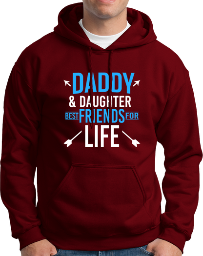 Maroon Daddy & Daughter Best Friends For Life Unisex Hoodie by Garrari with blue and white father daughter statement graphic