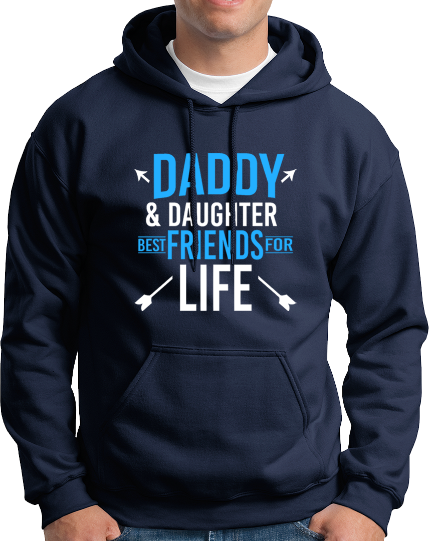 Navy Blue Daddy & Daughter Best Friends For Life Unisex Hoodie by Garrari with contrast father daughter friendship typography print
