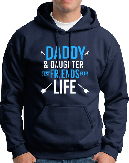 Navy Blue Daddy & Daughter Best Friends For Life Unisex Hoodie by Garrari with contrast father daughter friendship typography print