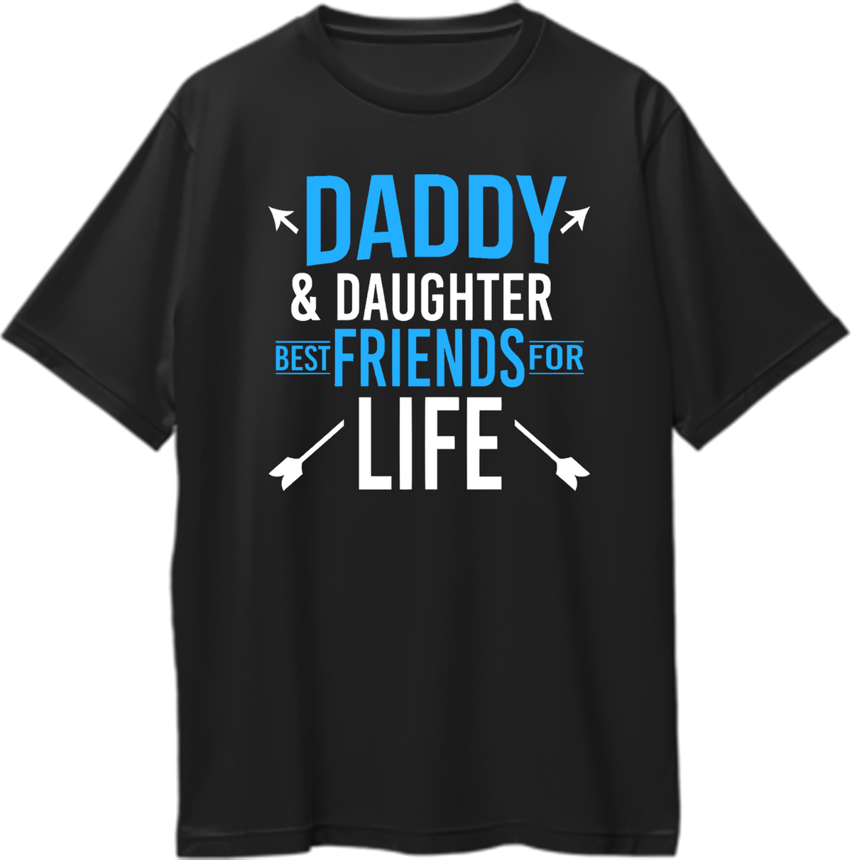 Black Daddy & Daughter Best Friends For Life Oversized T-Shirt by Garrari with blue and white father daughter typography print