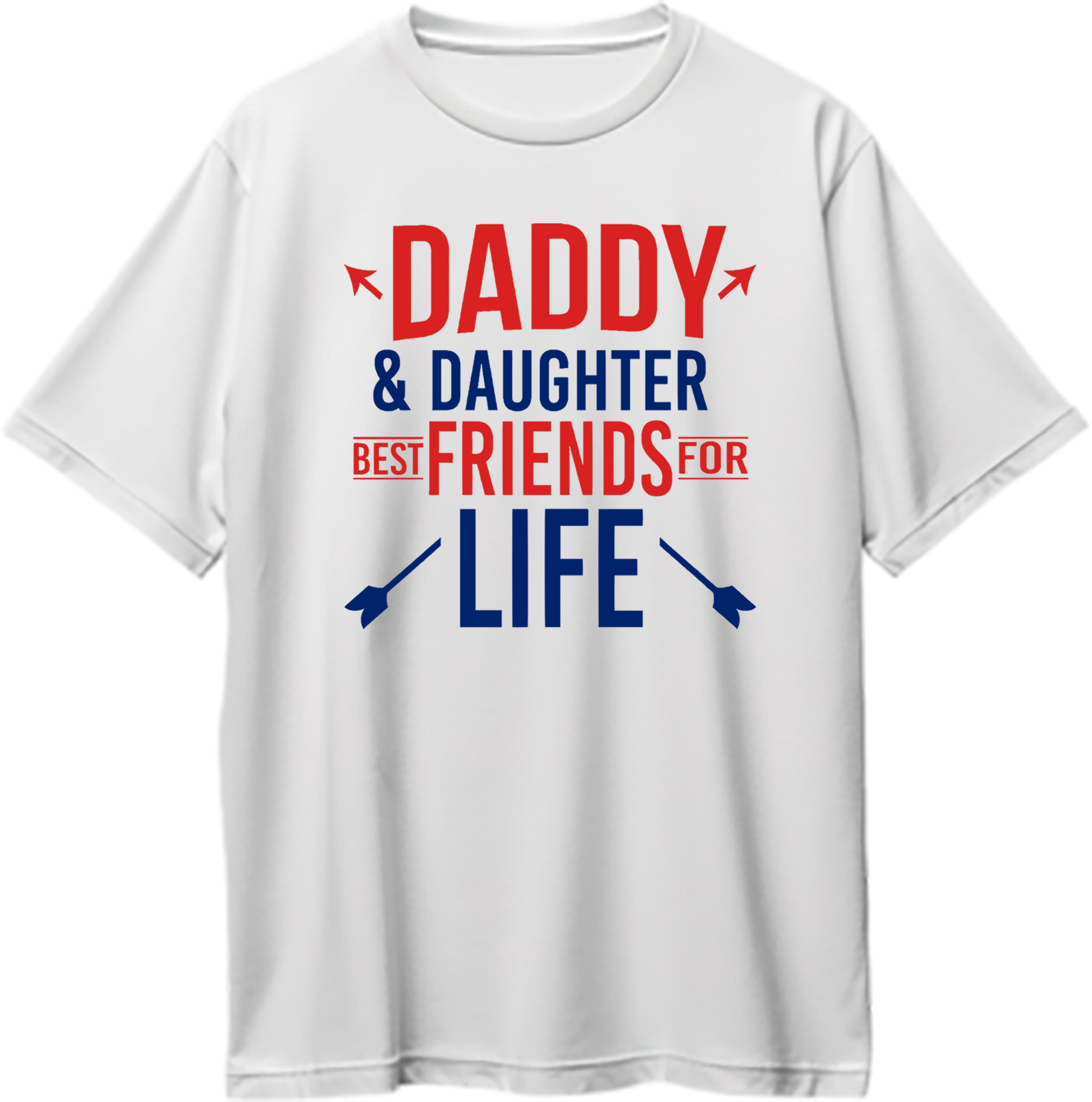 White Daddy & Daughter Best Friends For Life Oversized T-Shirt by Garrari with blue and contrast father daughter statement graphic