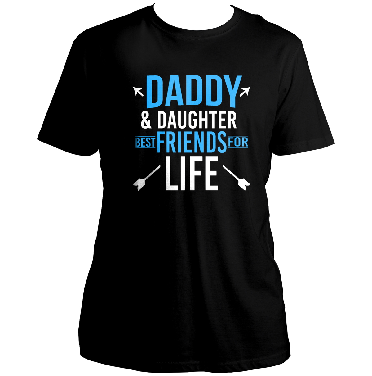 Daddy & Daughter Best Friends For Life Black Unisex T-Shirt by Garrari with blue and white father daughter statement graphic