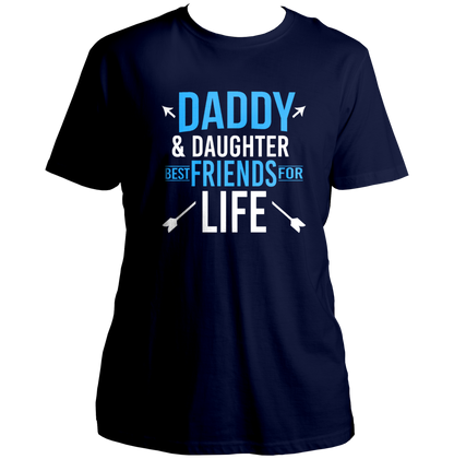 Daddy & Daughter Best Friends For Life Navy Blue Unisex T-Shirt by Garrari with father daughter friendship typography print