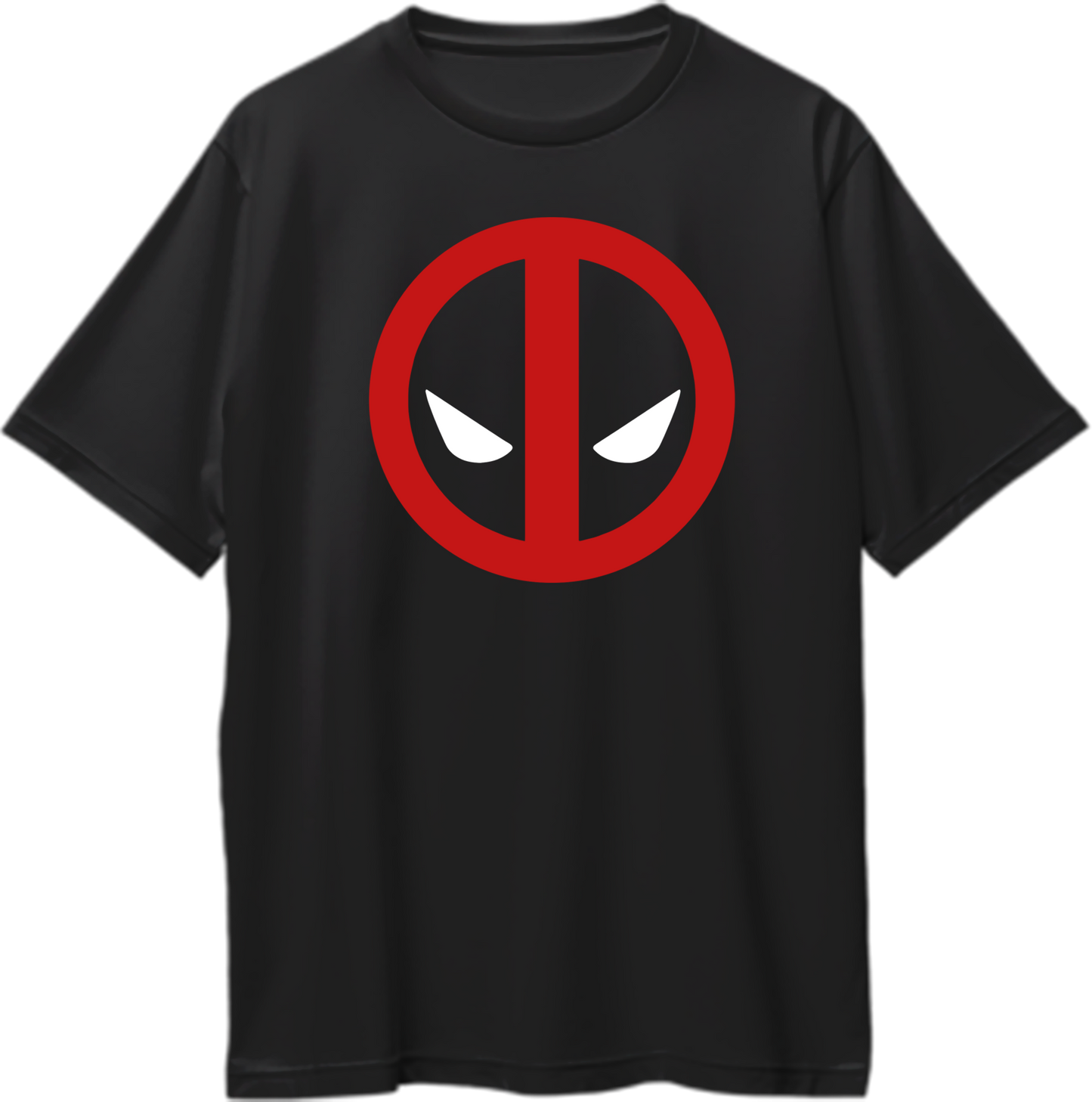 Oversized unisex t-shirt featuring a bold logo of a sarcastic, red-suited, rated R superhero.