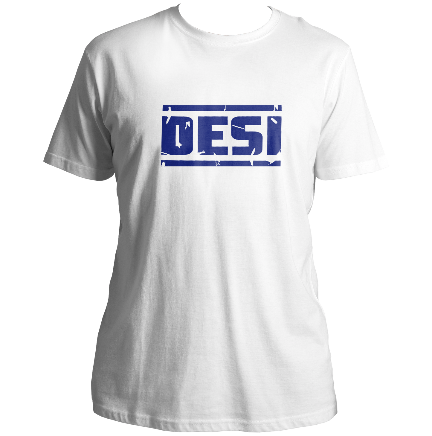 White Desi Unisex T-Shirt with bold desi typography artwork by Garrari